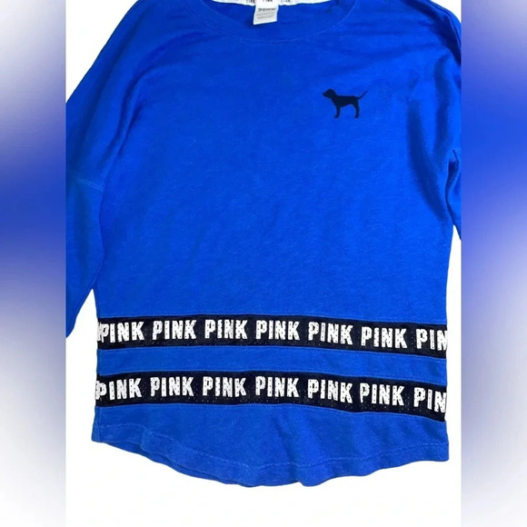 Pink Victoria's Secret Royal Blue Crewneck Sweatshirt Women's Size Small Preppy - Picture 6 of 10